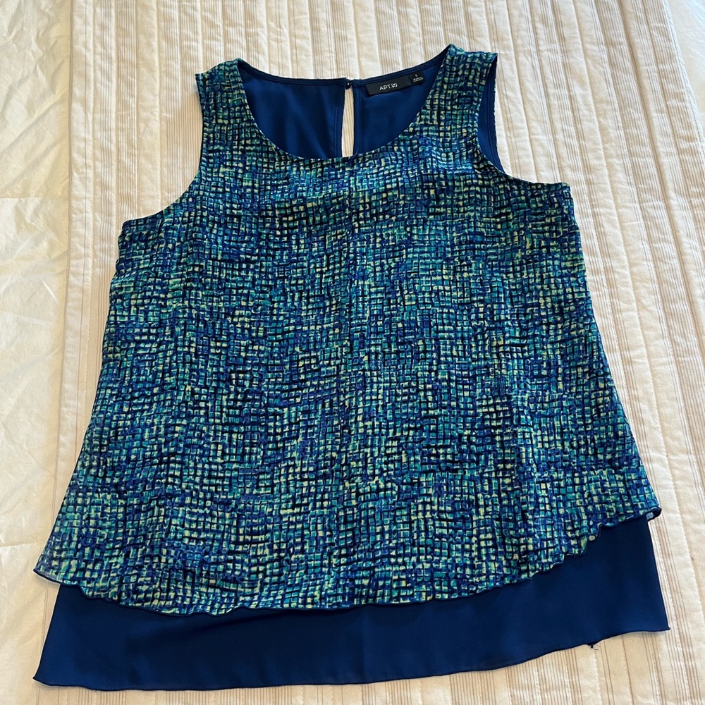 Apt. 9 Blue and Green Sleeveless Blouse